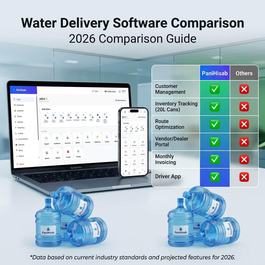Water Delivery Management Software Comparison India 2026